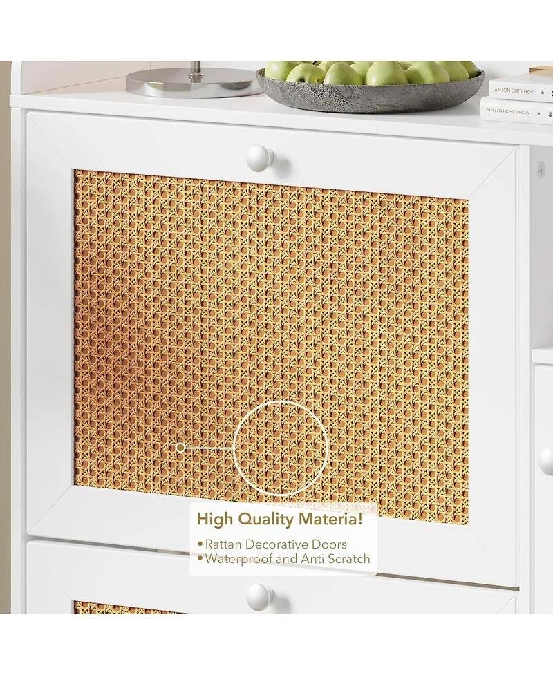 gaomon Narrow Rattan Shoe Cabinet with 3 Flip Drawers and Adjustable Shelves