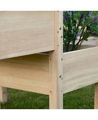 2-Tier Raised Garden Bed Wood Planter Stand Plant Grow Box 34"x34"x28"