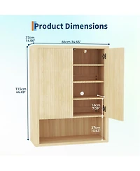 gaomon 45" Freestanding Fluted Oak Shoe Cabinet with 2 Push-Release Doors