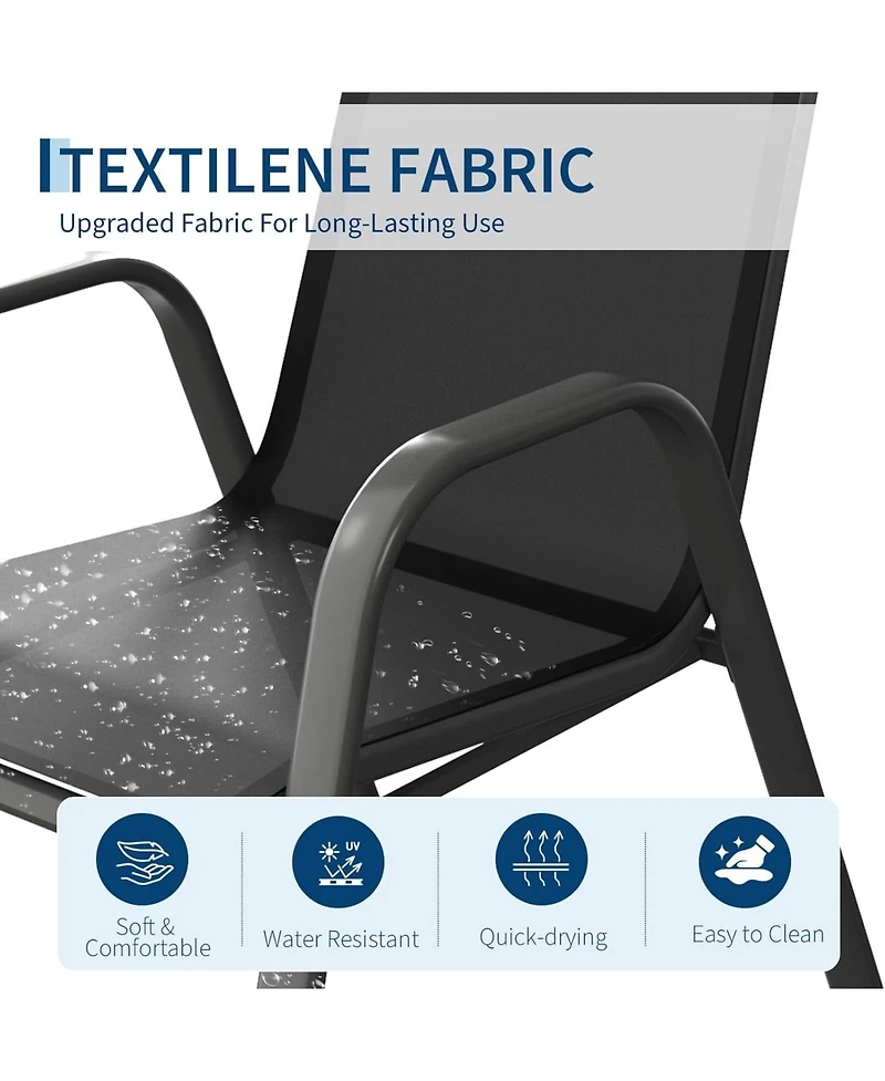 gaomon Patio Chairs Set of 6, Outdoor Stackable Dining Chairs with Textilene Fabric, All-Weather Deck Stacking Chairs with High Back for Backyard