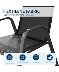 gaomon Patio Chairs Set of 6, Outdoor Stackable Dining Chairs with Textilene Fabric, All-Weather Deck Stacking Chairs with High Back for Backyard