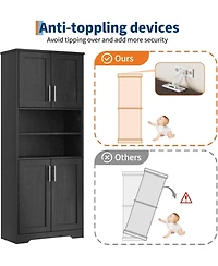 gaomon 67" Tall Kitchen Pantry Cabinet,Farmhouse Cabinet and Coffee Bar with 4 Doors, 1 Drawer, Adjustable Shelf, Microwave St