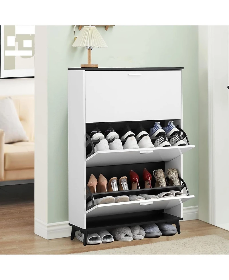 gaomon Shoe Cabinet with 3 Flip Drawers, Hidden Shoe Storage Cabinet for Entryway, Narrow Shoe Rack with Legs