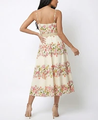 Taylor Women's Floral Sweetheart Neck Midi Dress