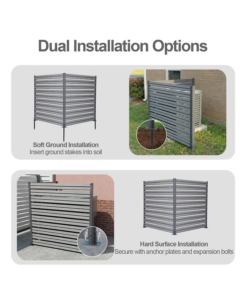 Aoodor Patio Privacy Screen 49''W x 50''H Air Conditioner Fence, Panels Trash Can and Pool Equipment Enclosure