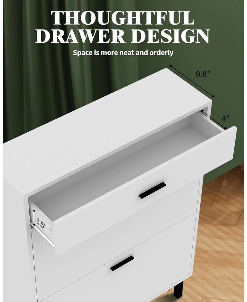 gaomon Narrow Freestanding Wooden Shoe Cabinet with 3 Drawers and Adjustable Shelves
