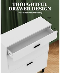 gaomon Narrow Freestanding Wooden Shoe Cabinet with 3 Drawers and Adjustable Shelves
