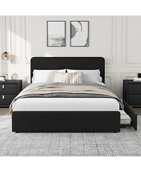 gaomon Queen Upholstered Platform Bed Frame with Headboard & Storage Drawers, Wood Slats Support, No Box Spring Needed