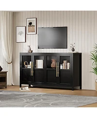 gaomon 55 Inch Sideboard Buffet Cabinet with Four Glass Doors Large Modern Farmhouse Storage for Kitchen Dining and Living Room