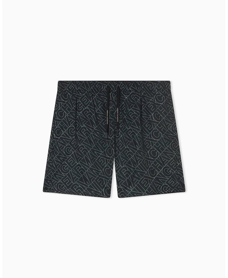 A|X Armani Exchange Men's Logo Print Swim Trunk