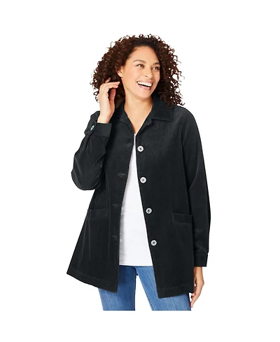Woman Within Women's Pleat-Back Corduroy Jacket