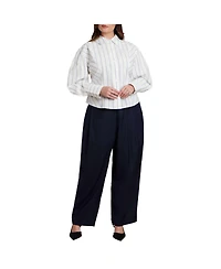 Eloquii Women's Pleated Straight Leg Trouser