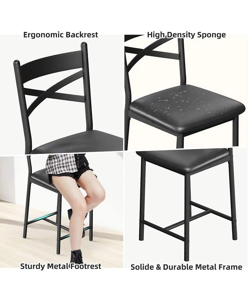 gaomon Set of 2 Pu Upholstered Bar Stools with Footrest, Modern Counter Height Chairs with Back for Kitchen Island, Apartment