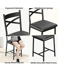 gaomon Set of 2 Pu Upholstered Bar Stools with Footrest, Modern Counter Height Chairs with Back for Kitchen Island, Apartment