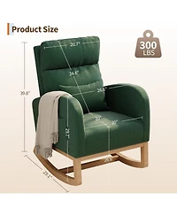 gaomon Corduroy Rocking Chair, Modern Nursery Glider with Side Pockets & Pillow, Living Room, Bedroom