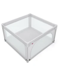 Gymax Toddler Playpen Large Safety Play Center Yard w/ 50 Ocean Balls Grey