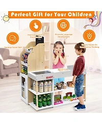Costway Grocery Store Playset Pretend Play Supermarket Shopping Set with Shopping Cart