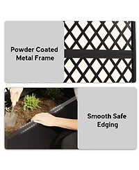 Outsunny Metal Planter Box with Trellis, Diamond Lattice Privacy Planter