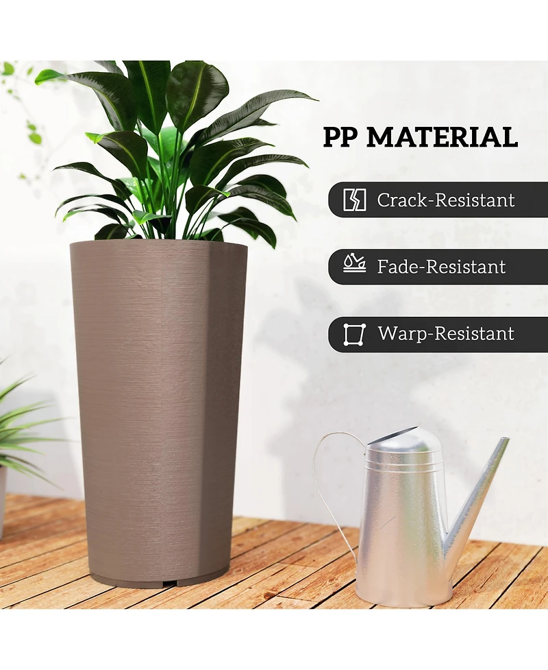 Outsunny 29 Inch Tall Planters, Set of 2 Plastic Flower Pots,