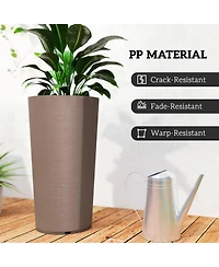 Outsunny 29 Inch Tall Planters, Set of 2 Plastic Flower Pots,