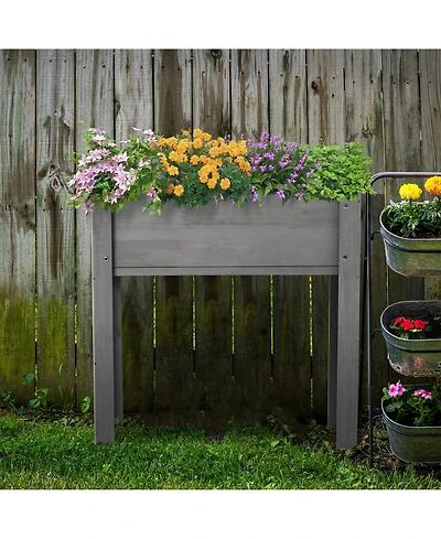 Clihome Raised Garden Bed with Legs, Elevated Wooden Planter Box for Outdoor Plants