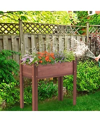 Clihome Raised Garden Bed with Legs, Elevated Wooden Planter Box for Outdoor Plants