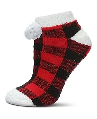 MeMoi Women's Buffalo Plaid Buttersoft Plush Lined Low Cut Socks