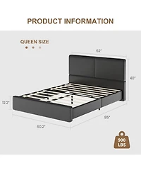 gaomon Loft Bed with Large Desk and 2-Tier Storage Shelves, Heavy Duty Metal Loft Bed with Ladder and Guardrail for Kids and Adults
