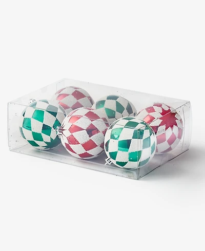Holiday Lane Heritage Set of 6 Shatterproof White, Red and Green Ball Ornament, Macy's Exclusive