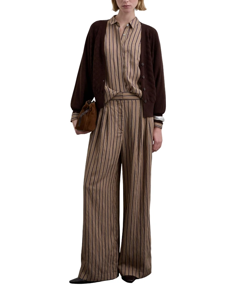 Scalpers Women's Striped Pleated Trousers