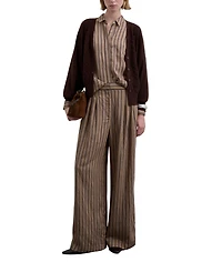 Scalpers Women's Striped Pleated Trousers