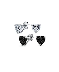 Bling Jewelry Set of 2 1CT Heart Shaped Cz Stud Earrings Rose Gold Plated Sterling Silver 7MM