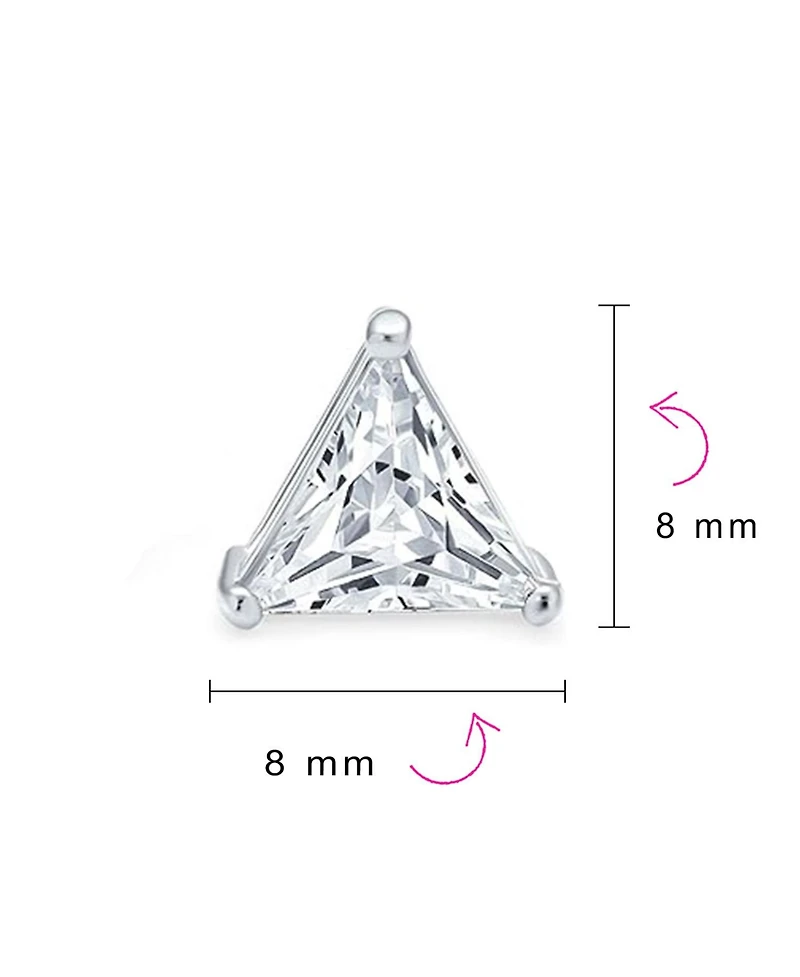 Bling Jewelry Set of 2 Triangle Clear Cubic Zirconia Stud Earrings Gold Plated Sterling Silver