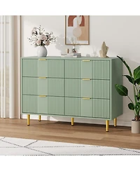 gaomon Fluted 6-Drawer Dresser, 39.4" Wide Modern Wooden Chest with Metal Handles, Wide Storage Organizer for Bedroom, Living Room, Hallway