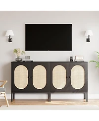 gaomon Set of 2 Buffet Cabinets with Fluted Glass Doors, Modern Accent Storage Sideboard, 31.5" Console Cabinet for Dining Room, Living Room, Entryway