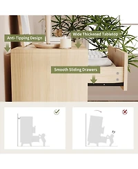 gaomon 3 Drawer Dresser Set of 2, Waveform Fluted Side Table, Wood Drawer Organizer for Bedroom Living Room