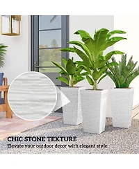 Outsunny 22.8 Inch Tall Planters, Set of 3 Plastic Flower Pots,