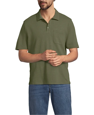 Lands' End Men's Short Sleeve Cotton Linen Polo