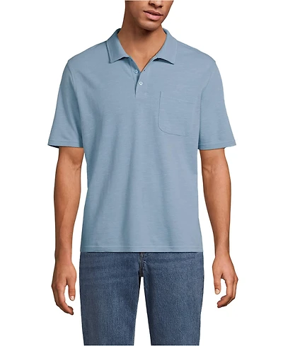 Lands' End Men's Short Sleeve Cotton Linen Polo Shirts