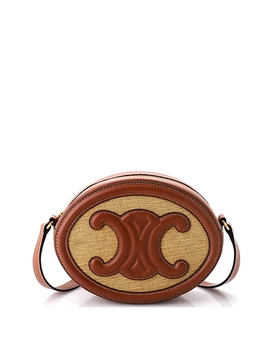 Pre-Owned Celine Triomphe Oval Crossbody Bag Canvas and Leather