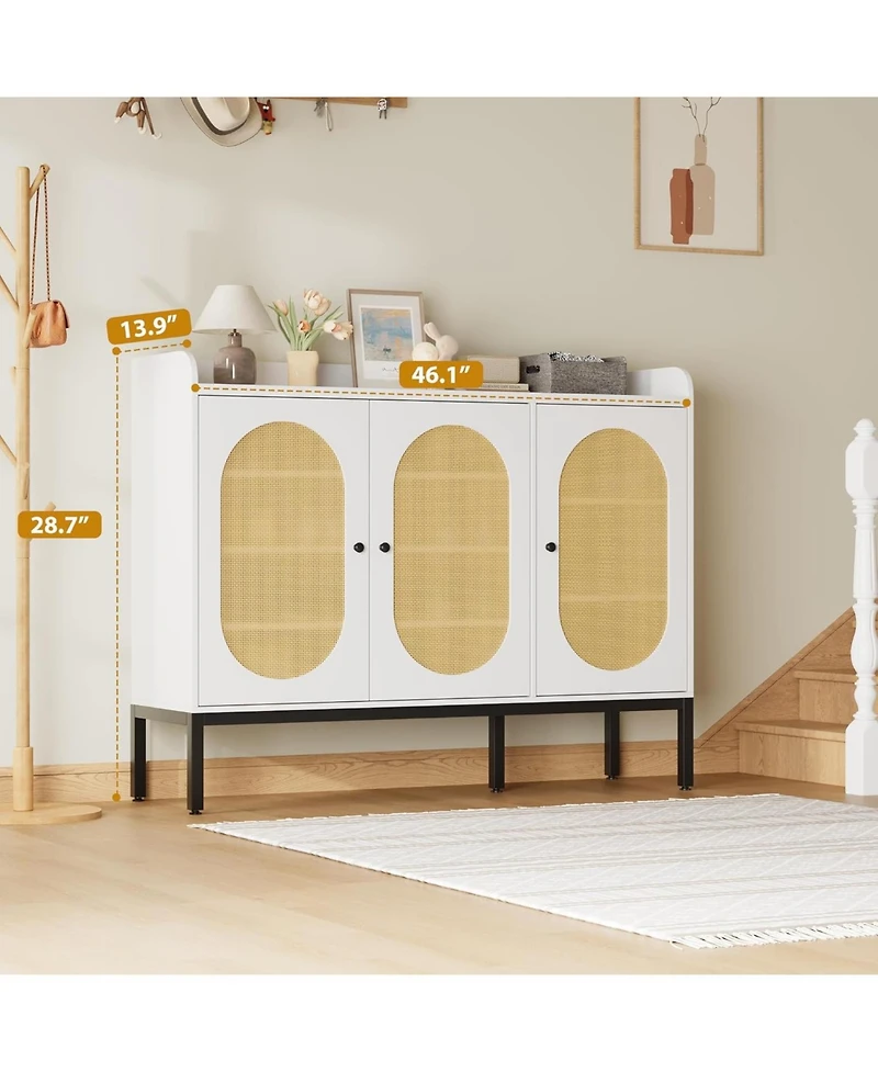 gaomon Shoe Cabinet with 3 Rattan Doors, Freestanding Shoe