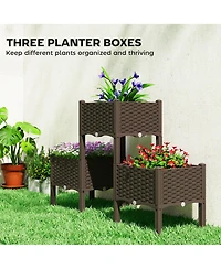 Outsunny Plastic Raised Garden Bed with Legs, Self Watering Planter Boxes