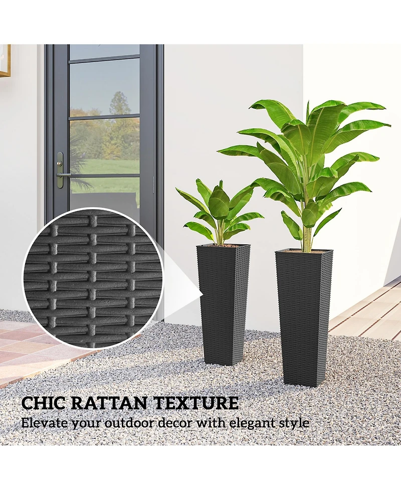 Outsunny Set of 2 Tall Planters for Outdoor Plants