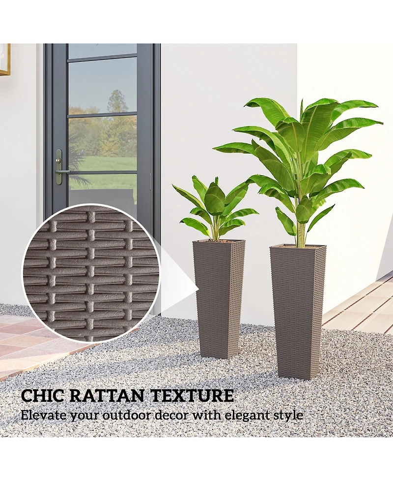 Outsunny Set of 2 Tall Planters for Outdoor Plants