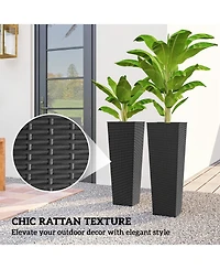 Outsunny 32 Inch Set of 2 Tall Planters for Outdoor Plants,