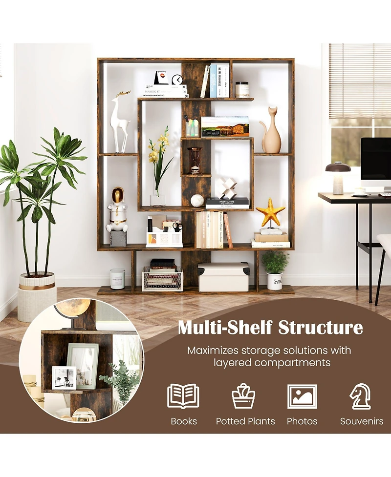 Slickblue 7-Tier Bookshelf Open Display Shelf Rack for Home