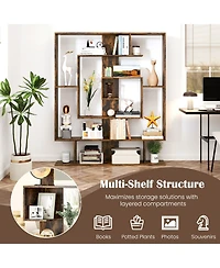 Slickblue 7-Tier Bookshelf Open Display Shelf Rack for Home