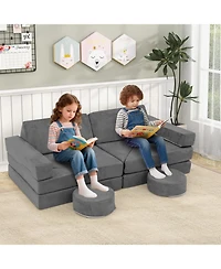14 Piece Modular Kids Play Couch for Playroom and Bedroom