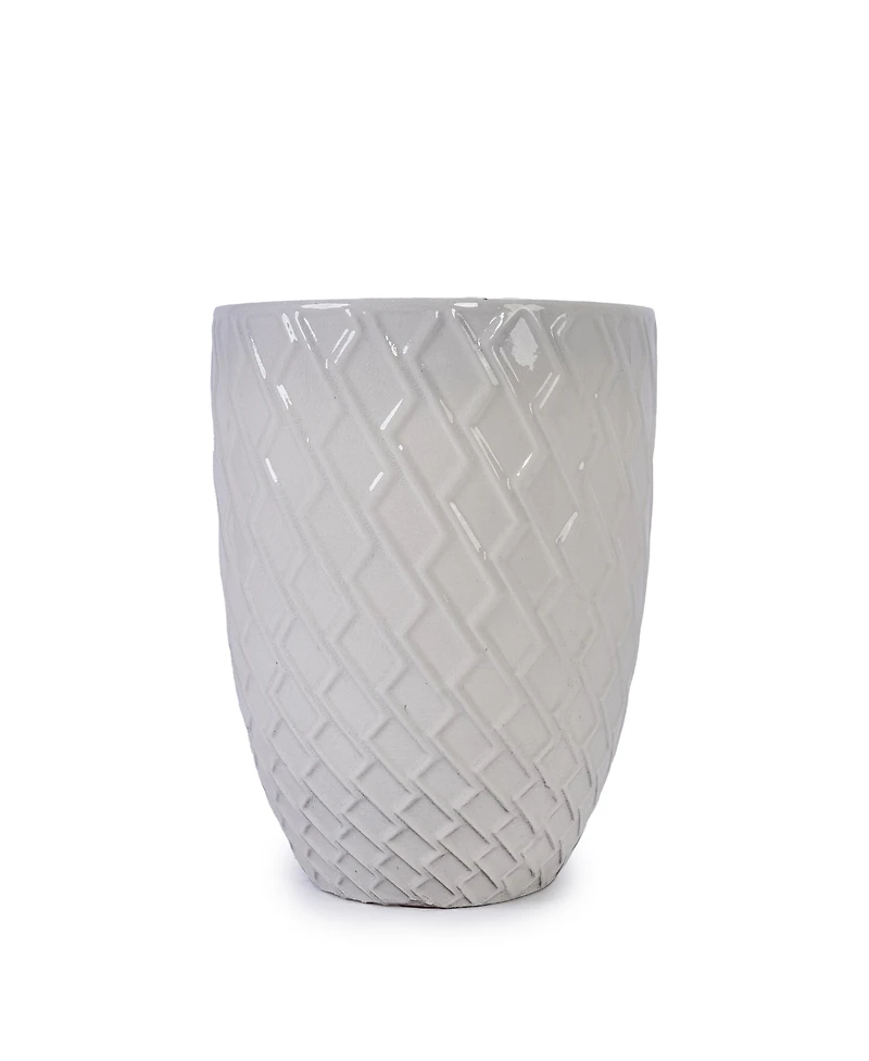 Large 17-Inch Handmade Ceramic Planter Pot,Breathable Teal Outdoor & Indoor Plant Pot for Fiddle Leaf Fig, Monstera, Trees