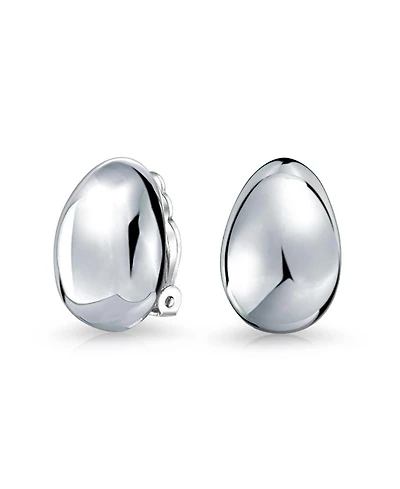 Bling Jewelry Classic Simple Dome Teardrop Clip On Earrings .925 Sterling Silver